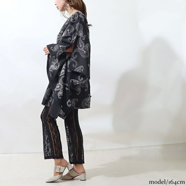 大きいサイズ レディース ペイズリー柄刺繍ブラウジングチュニック　u2-0036