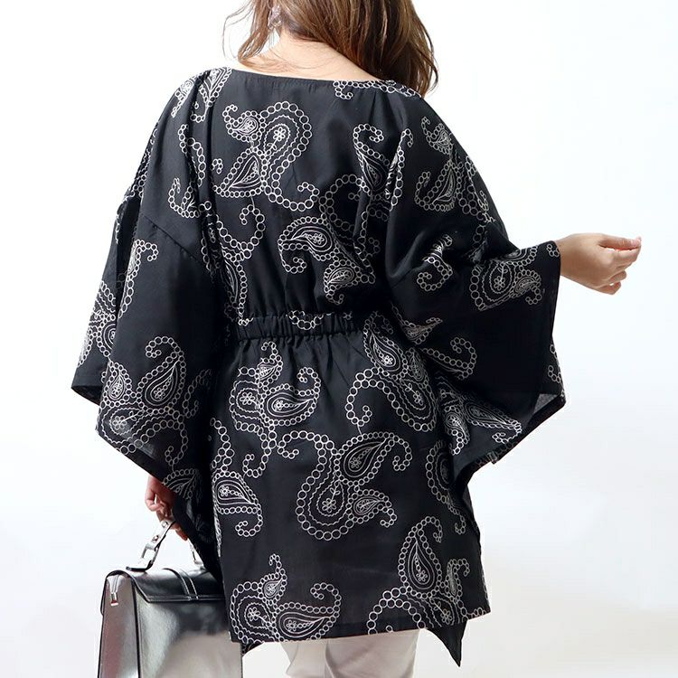 大きいサイズ レディース ペイズリー柄刺繍ブラウジングチュニック　u2-0036