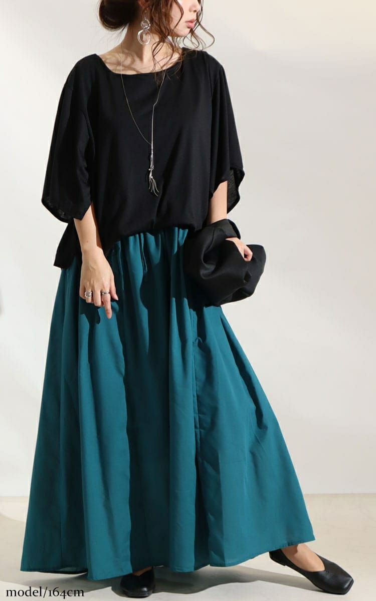 大きいサイズ レディース 異素材ドッキングワンピース　nw-22002