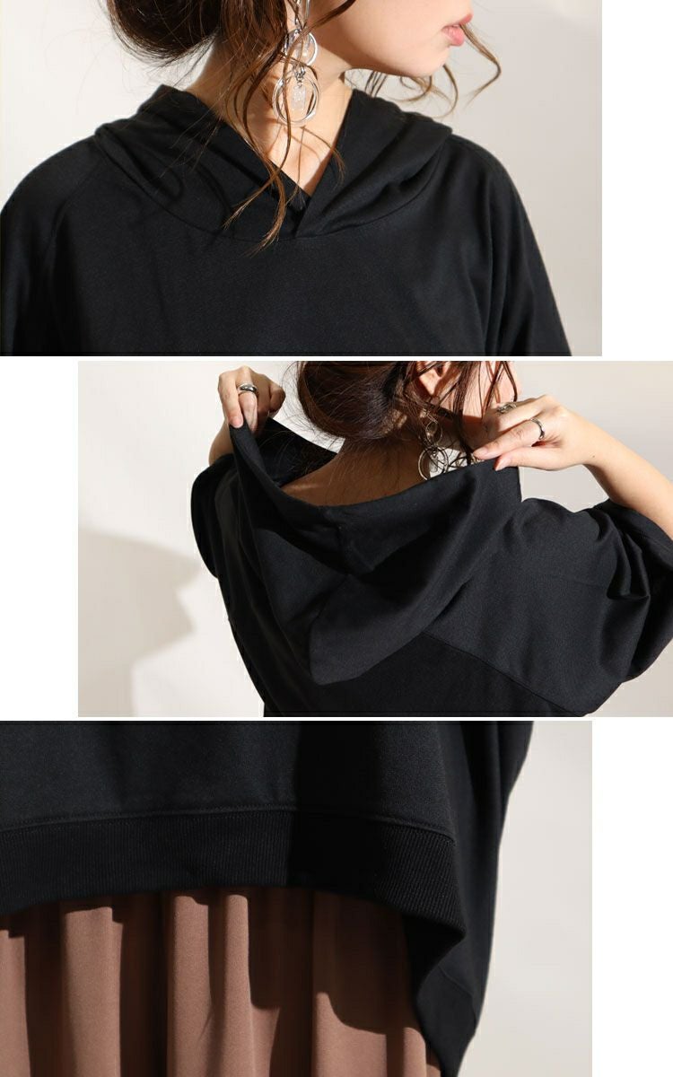 大きいサイズ レディース オーバーコクーンプルオーバーパーカー　bai-0100