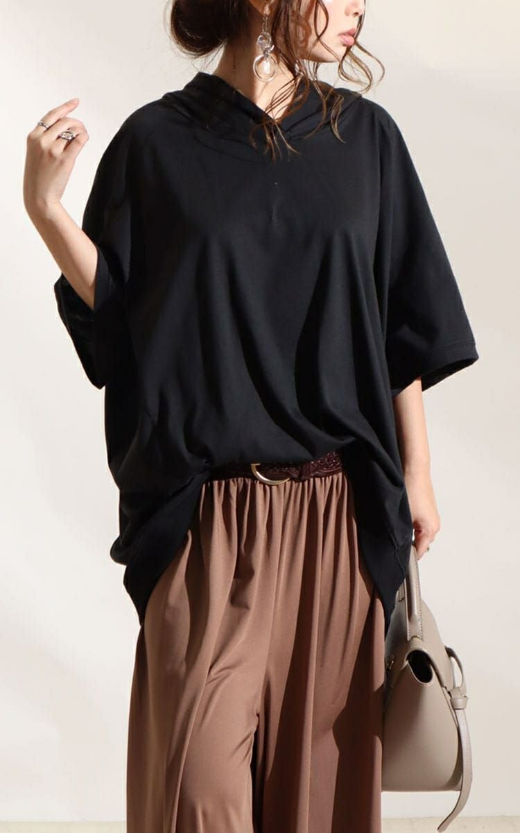 大きいサイズ レディース オーバーコクーンプルオーバーパーカー　bai-0100