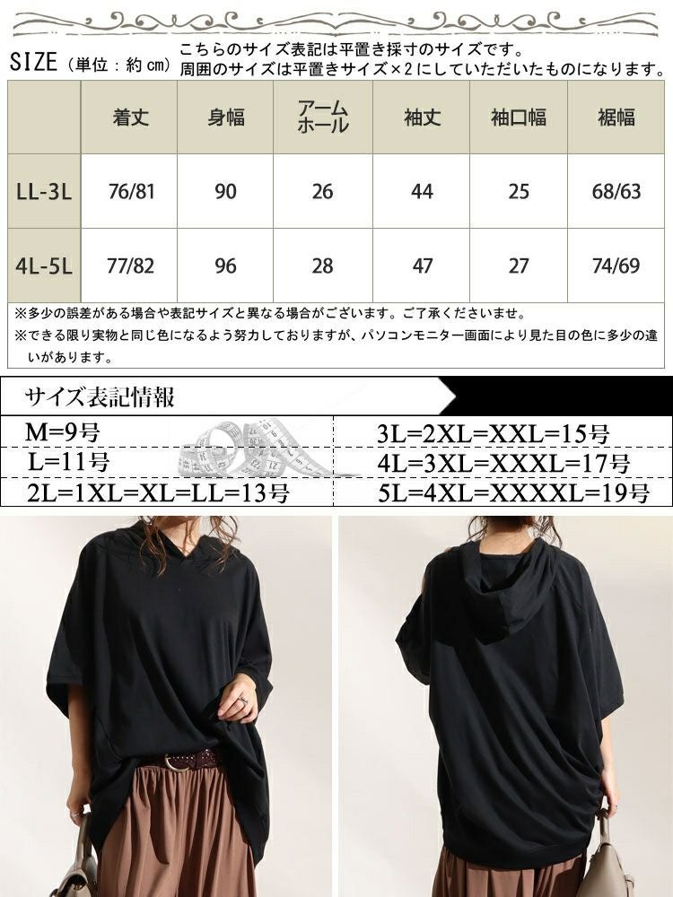 大きいサイズ レディース オーバーコクーンプルオーバーパーカー　bai-0100