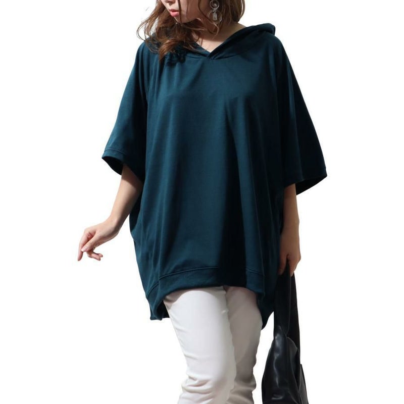 大きいサイズ レディース オーバーコクーンプルオーバーパーカー　bai-0100 ダークグリーン