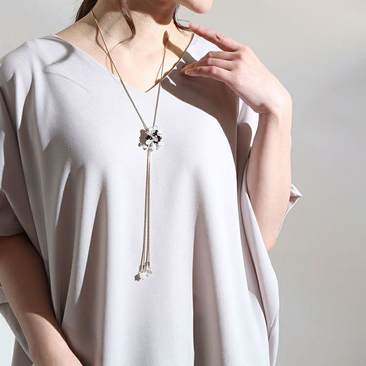 大きいサイズ レディース スライドチェーン花モチーフネックレス　humio-064 【メール便可】