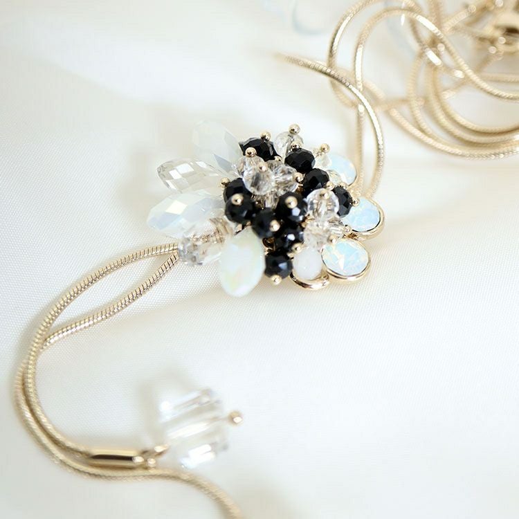 大きいサイズ レディース スライドチェーン花モチーフネックレス　humio-064 【メール便可】