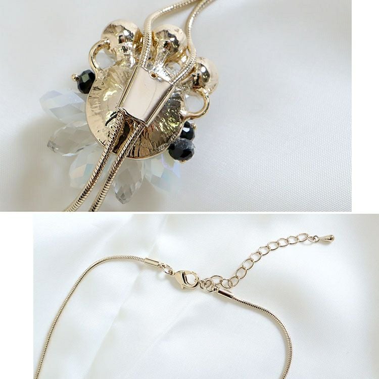 大きいサイズ レディース スライドチェーン花モチーフネックレス　humio-064 【メール便可】