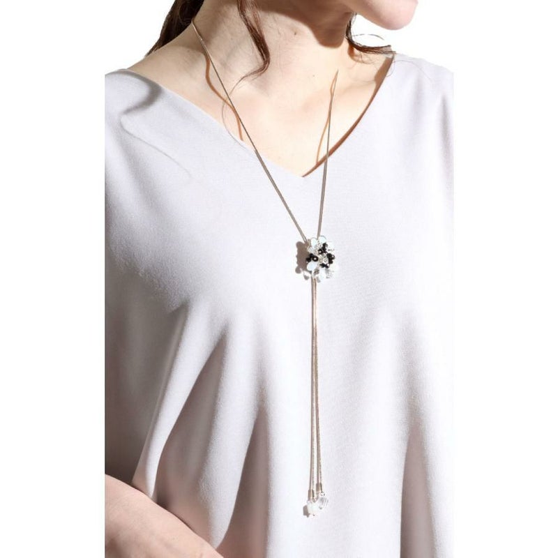 大きいサイズ レディース スライドチェーン花モチーフネックレス　humio-064 【メール便可】 ゴールド