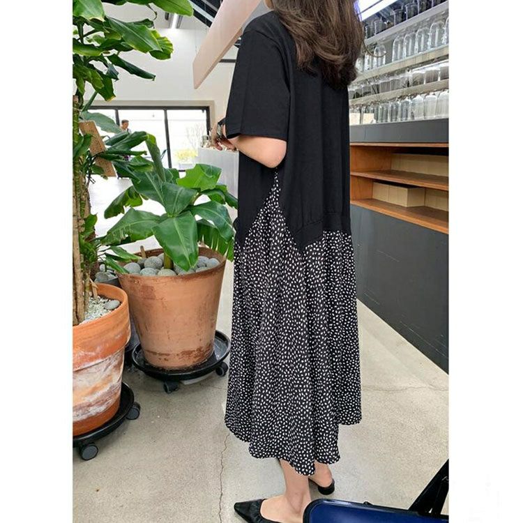 大きいサイズ レディース 異素材ドッキングワンピース　goldy-956 【メール便可】