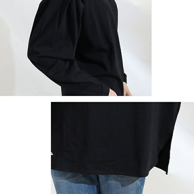 大きいサイズ レディース 袖タックコットンカットソー　wk-0308 【メール便可】