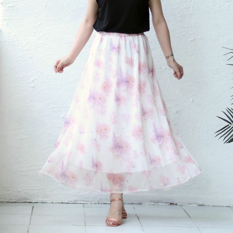 大きいサイズ レディース 花柄ロングスカート　jp408 【メール便可】