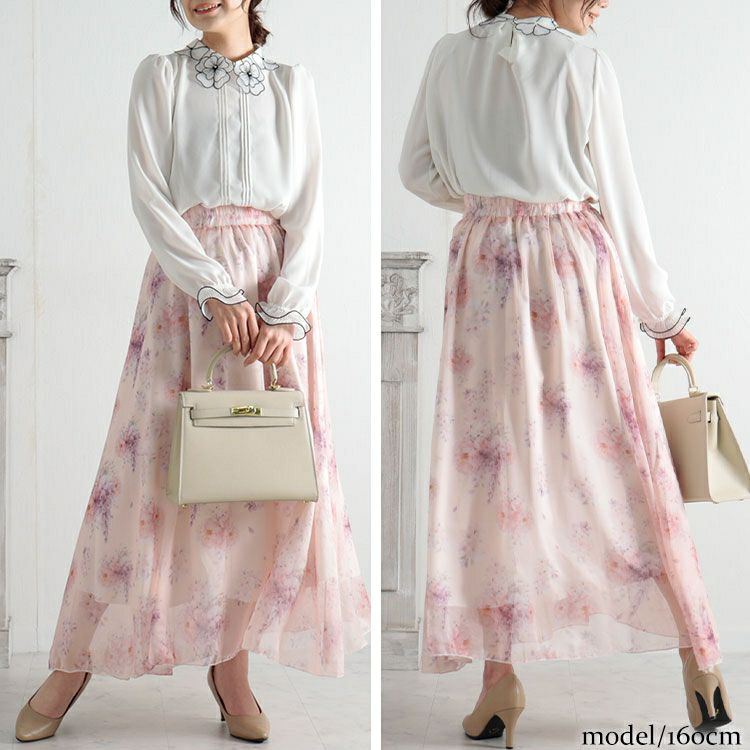 大きいサイズ レディース 花柄ロングスカート　jp408 【メール便可】