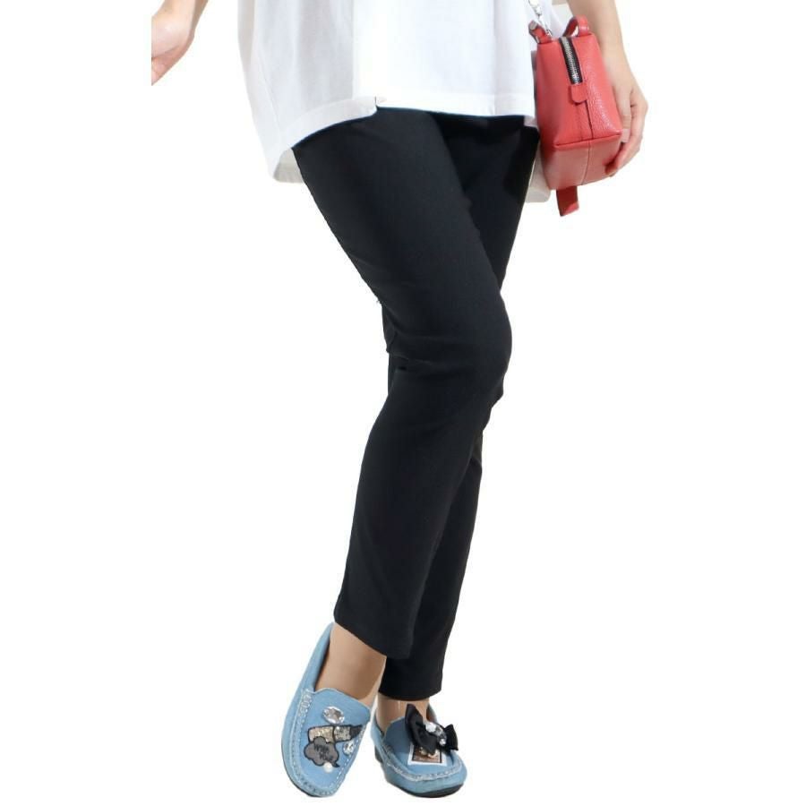 大きいサイズ レディース 冷感キラテクスキニーパンツ　cpdai-656003 ブラック