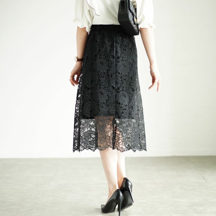 大きいサイズ レディース 総レーススカート　mncut-122171 【メール便可】