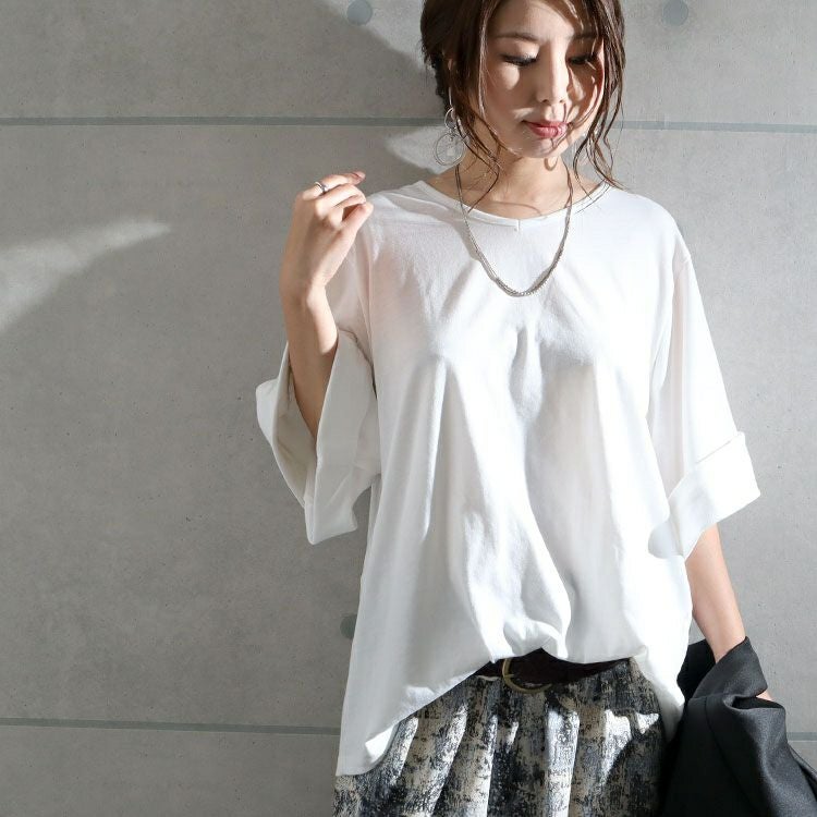 大きいサイズ レディース 接触冷感袖コンシャスカットソー　kt-22010