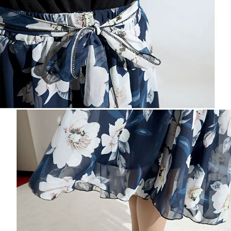 大きいサイズ レディース 花柄シフォンフレアスカート　goldy-964 【メール便可】