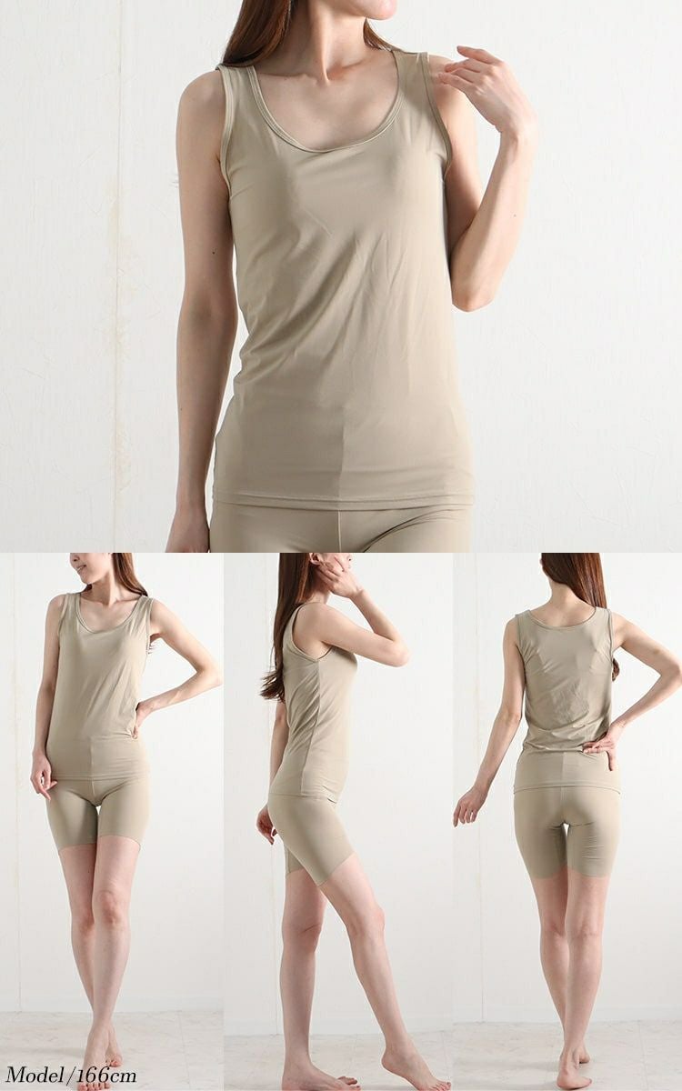 大きいサイズ レディース 接触冷感＆吸水速乾シームレスインナータンクトップ 【メール便可】　mo-014