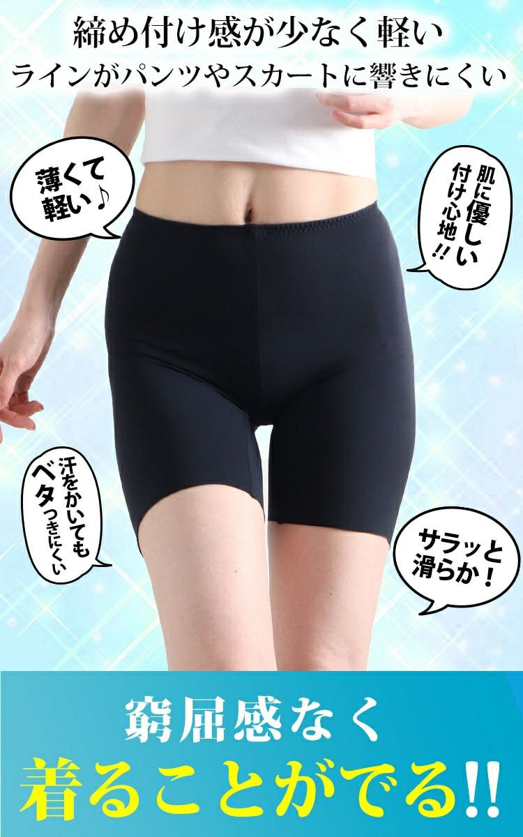 大きいサイズ レディース 接触冷感＆吸水速乾 3分丈 シームレスインナーパンツ 【メール便可】　mo-015
