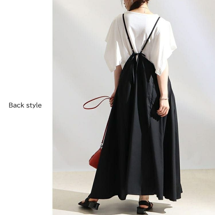 大きいサイズ レディース マキシ丈サロペットキャミワンピース　nw-22005