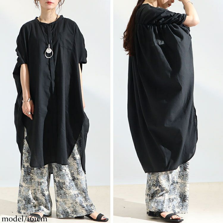 大きいサイズ レディース 2wayシャツチュニックワンピース　nw-22004