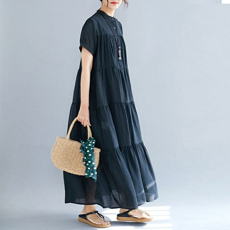 大きいサイズ レディース ティアードシャツワンピース　goldy-953 【メール便可】