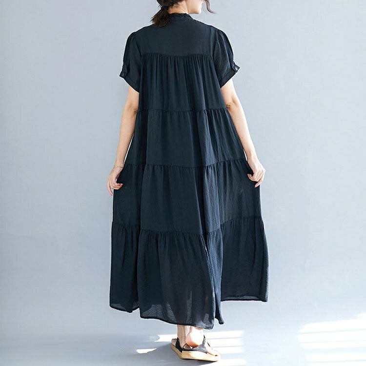 大きいサイズ レディース ティアードシャツワンピース　goldy-953 【メール便可】