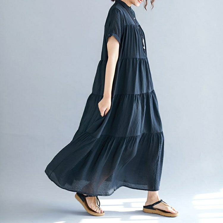 大きいサイズ レディース ティアードシャツワンピース　goldy-953 【メール便可】