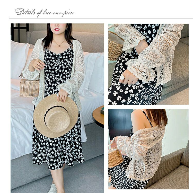 大きいサイズ レディース 総レーストッパーカーディガン　goldy-983