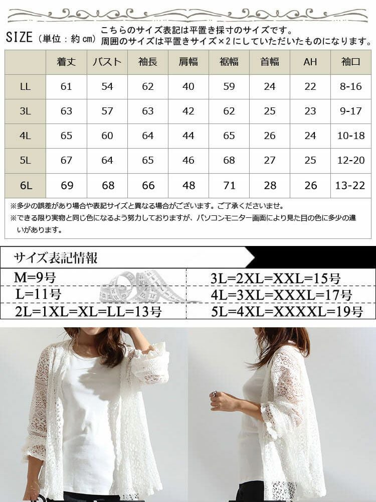 大きいサイズ レディース 総レーストッパーカーディガン　goldy-983