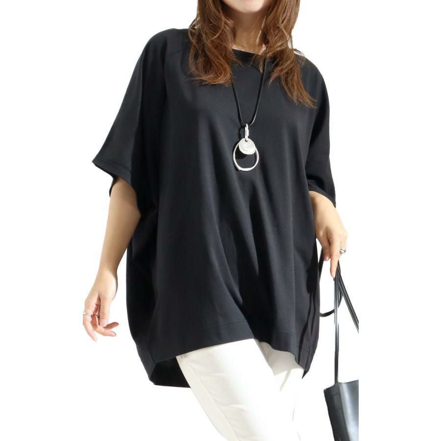 大きいサイズ レディース ドルマンスリーブカットソー　cast-5524037 【メール便可】 ブラック