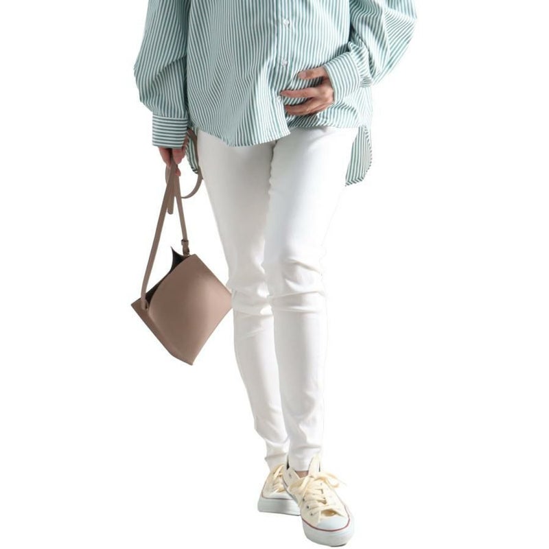 大きいサイズ レディース マタニティハイパーストレッチスキニーパンツ【低身長さんサイズ有り】　majp-001 【ゆうパケット可】 ホワイト（股下67cm）