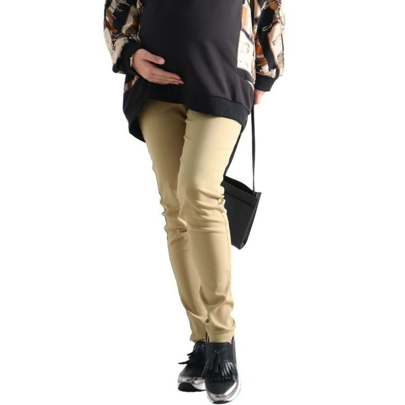 大きいサイズ レディース マタニティハイパーストレッチスキニーパンツ【低身長さんサイズ有り】　majp-001 【ゆうパケット可】 ベージュ（股下67cm）