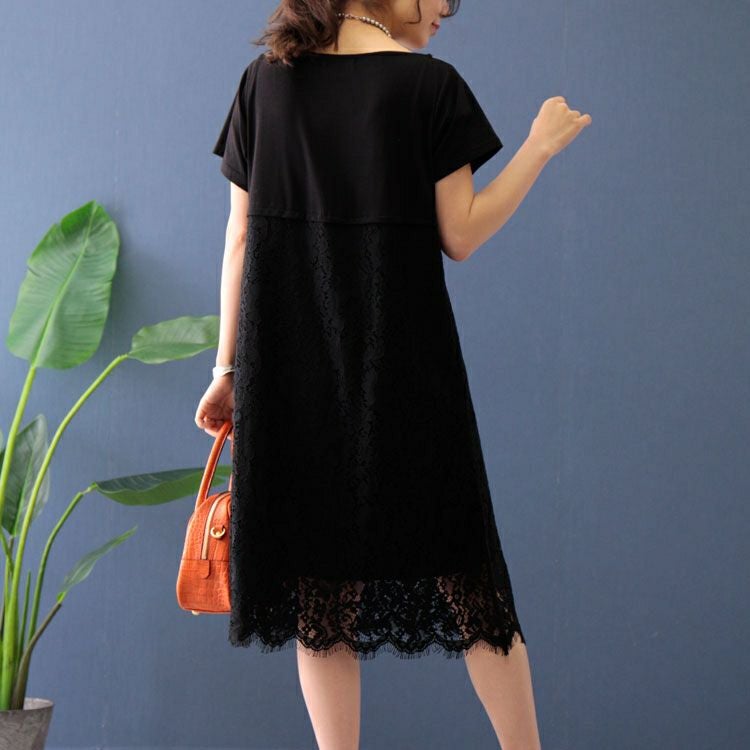 大きいサイズ レディース レース切替えワンピース　jp416