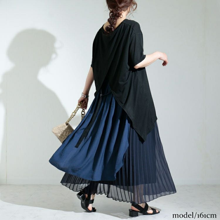 大きいサイズ レディース 異素材フェイクチュニック　nw-22012 【メール便可】