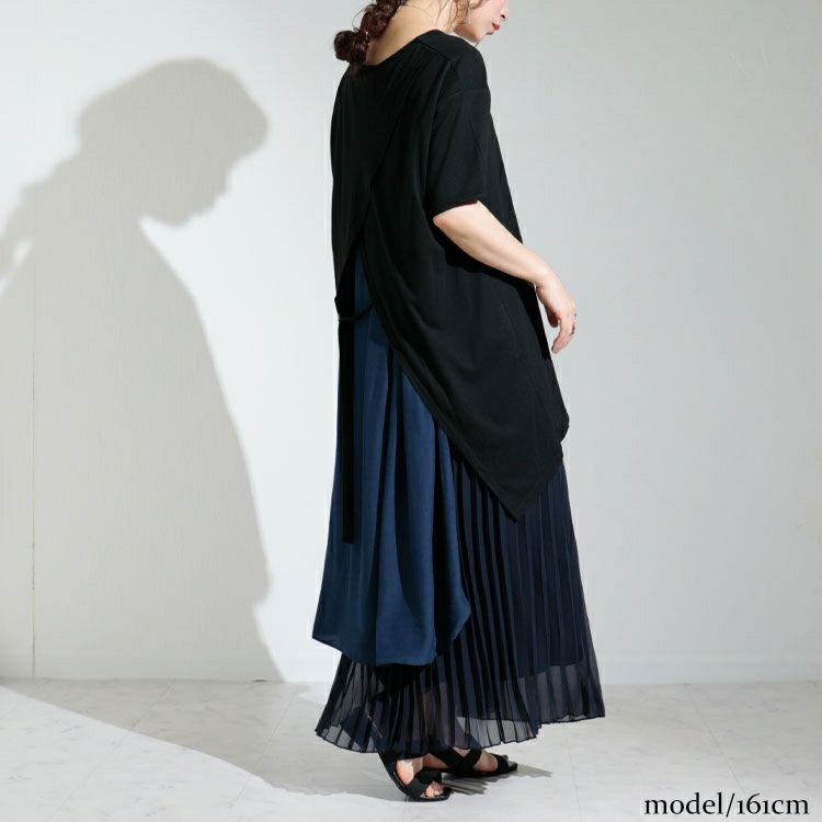 大きいサイズ レディース 異素材フェイクチュニック　nw-22012 【メール便可】