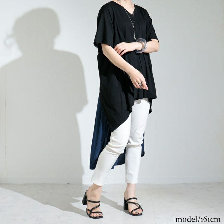 大きいサイズ レディース 異素材フェイクチュニック　nw-22012 【メール便可】