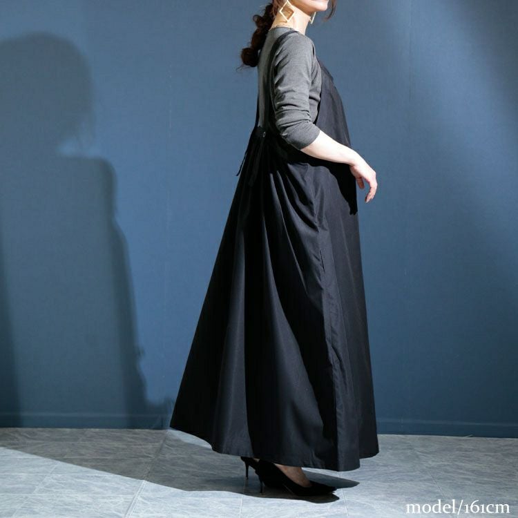 大きいサイズ レディース ロング丈エプロンワンピース　nw-22010