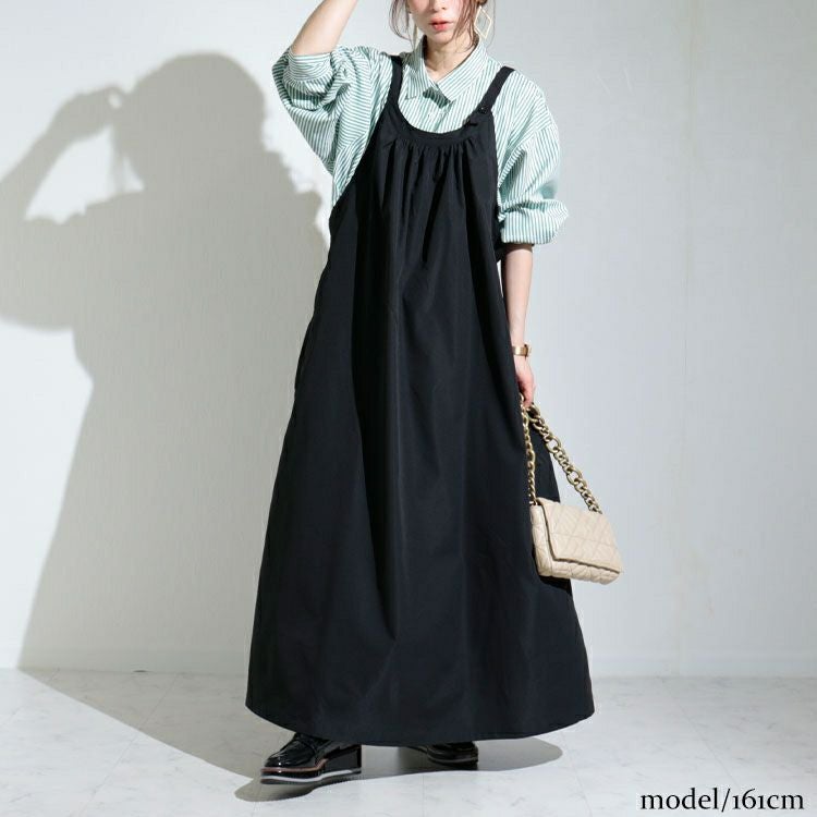 大きいサイズ レディース ロング丈エプロンワンピース　nw-22010