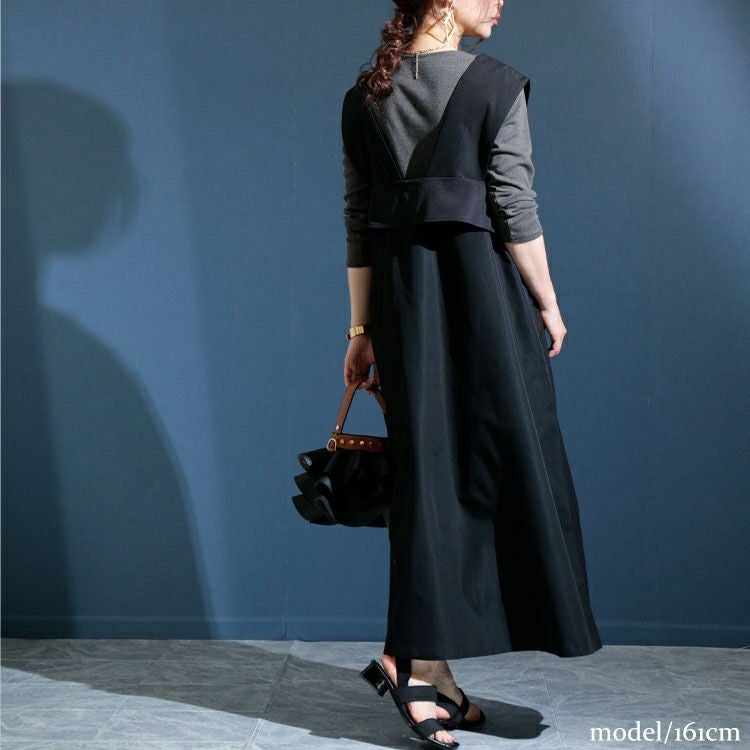 大きいサイズ レディース Vネックジャンパースカート　nw-22009