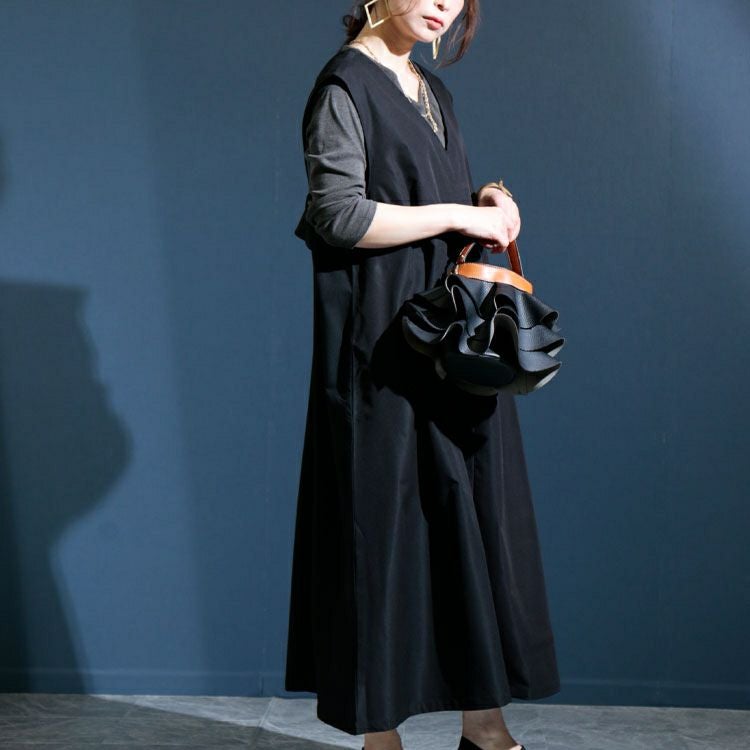 大きいサイズ レディース Vネックジャンパースカート　nw-22009