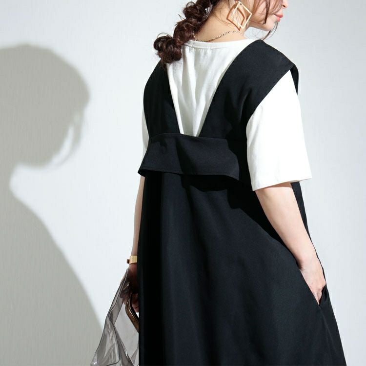 大きいサイズ レディース Vネックジャンパースカート　nw-22009