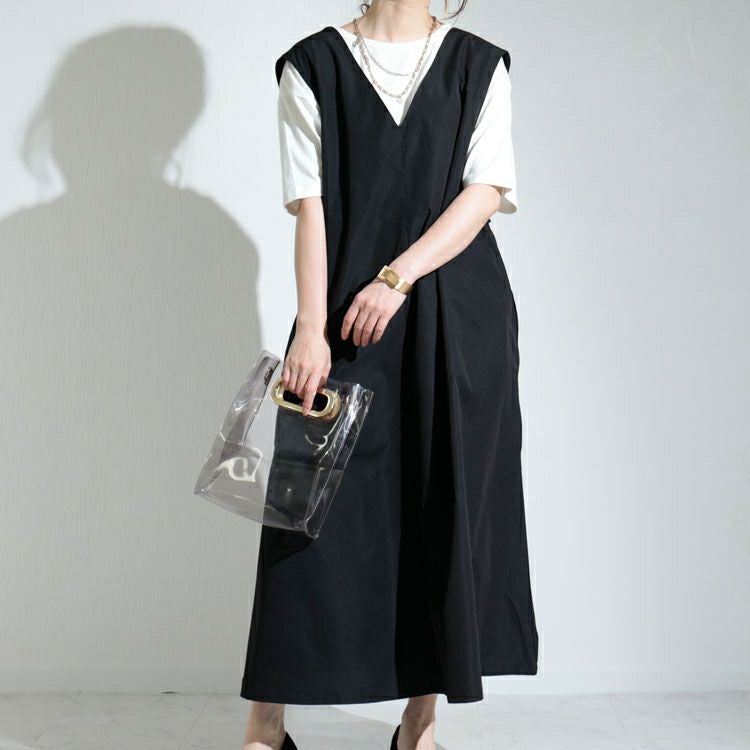 大きいサイズ レディース Vネックジャンパースカート　nw-22009