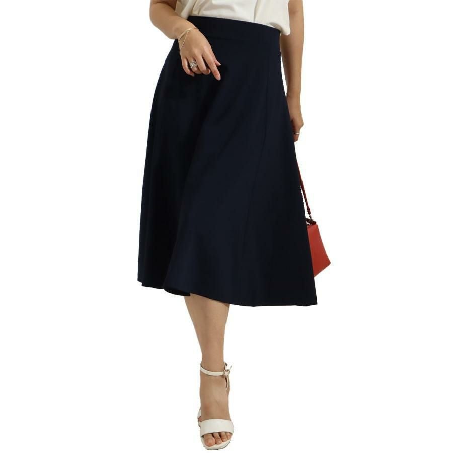 大きいサイズ レディース カットツイルフレアスカート　mncut-122272 ネイビー