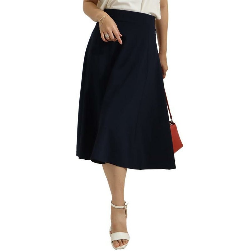 大きいサイズ レディース カットツイルフレアスカート　mncut-122272 ネイビー