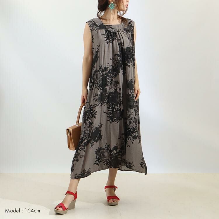 大きいサイズ レディース ノースリーブ2WAYワンピース　goldy-996 【メール便可】 グレー