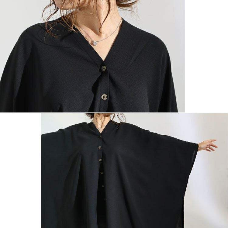 大きいサイズ レディース とろみポンチョブラウス　maru-6508k 【メール便可】