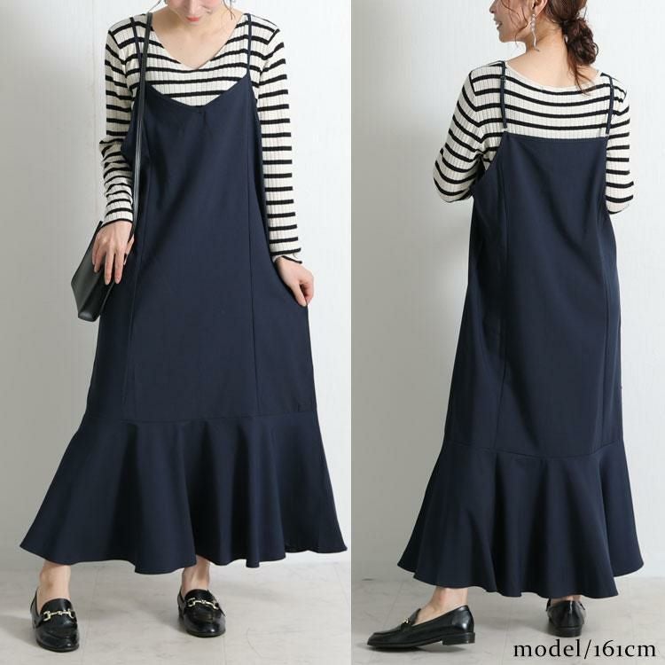 大きいサイズ レディース マーメイドキャミワンピース　maru-6505k 【メール便可】 ネイビー