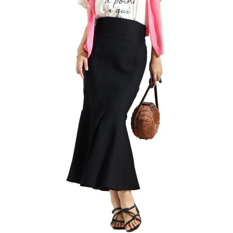 大きいサイズ レディース ストレッチツイルマーメイドスカート　maru-6501k ブラック