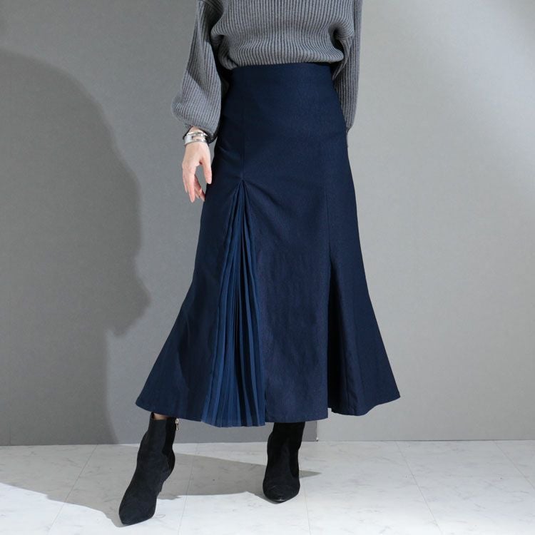 大きいサイズ レディース プリーツ切替えマーメイドスカート　fem-265