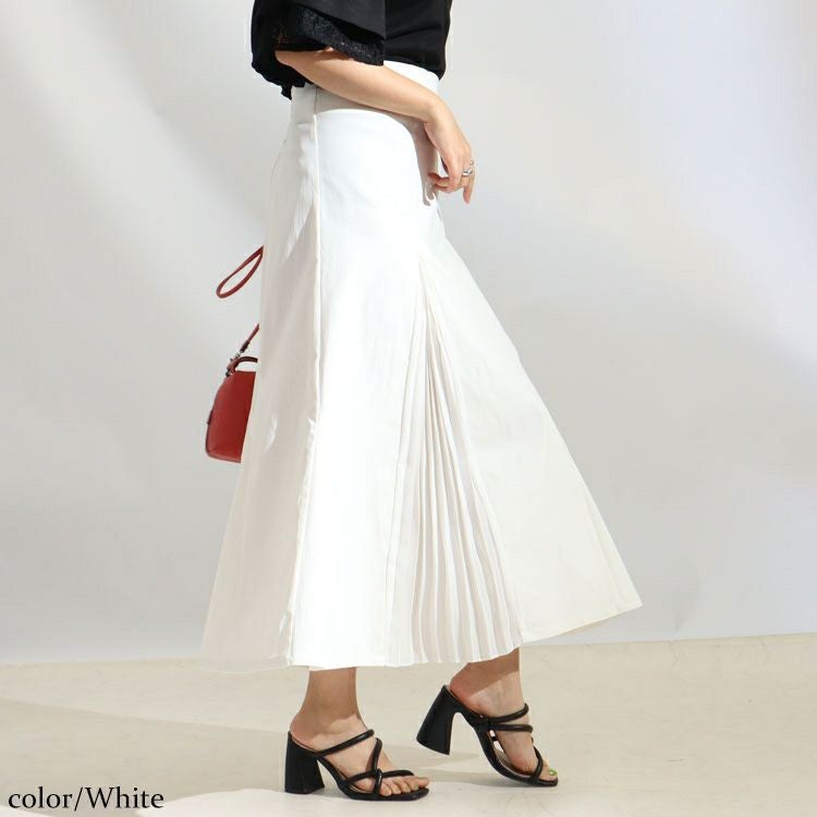 大きいサイズ レディース プリーツ切替えマーメイドスカート　fem-265