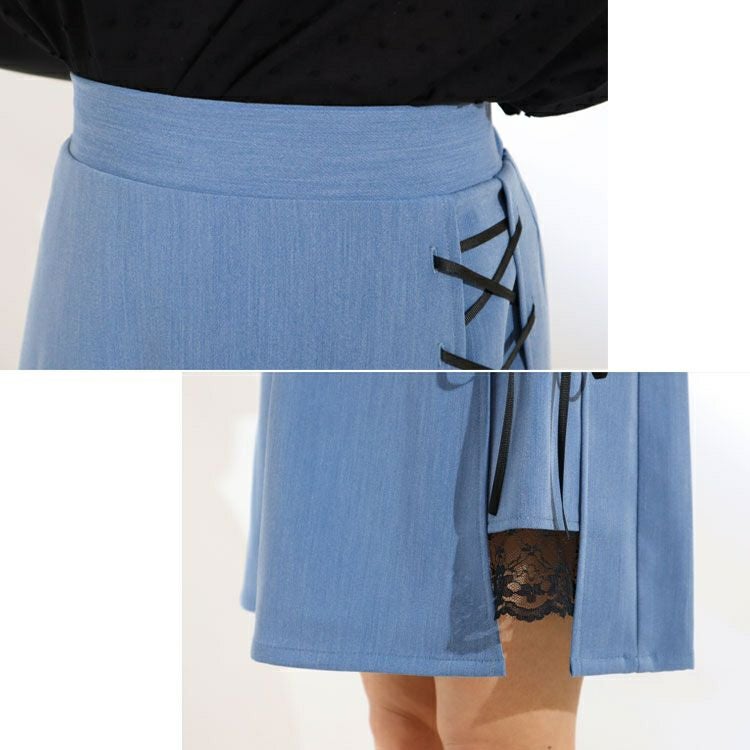 大きいサイズ レディース レースアップスカート　fem-254